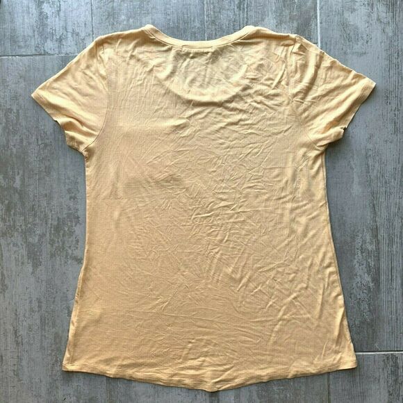 Peach Orange Slinky Stretch T-Shirt Short Sleeve Summer Basic Tunic Rayon M - Picture 7 of 7